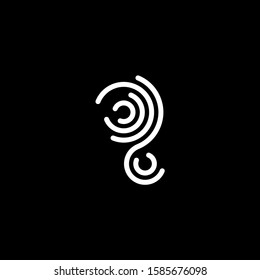 Stylized fingerprint logo vector illustration isolated on black background. Creative cirle logo concept.