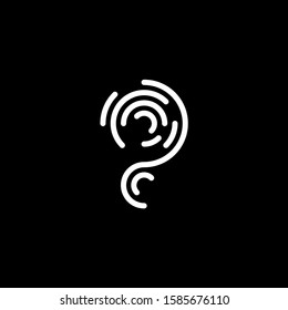 Stylized fingerprint logo vector illustration isolated on black background. Creative cirle logo concept.