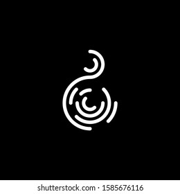 Stylized fingerprint logo vector illustration isolated on black background. Creative cirle logo concept.
