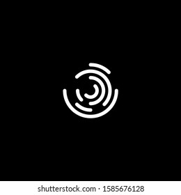 Stylized fingerprint logo vector illustration isolated on black background. Creative cirle logo concept.