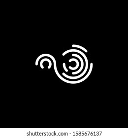 Stylized fingerprint logo vector illustration isolated on black background. Creative cirle logo concept.