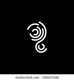Stylized fingerprint logo vector illustration isolated on black background. Creative cirle logo concept.
