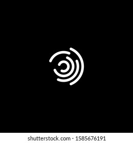 Stylized fingerprint logo vector illustration isolated on black background. Creative cirle logo concept.
