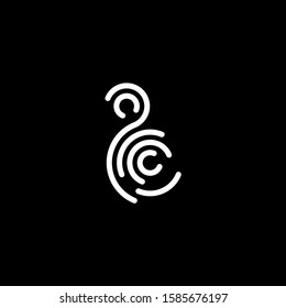 Stylized fingerprint logo vector illustration isolated on black background. Creative cirle logo concept.