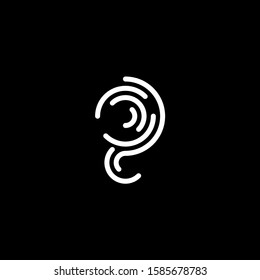 Stylized fingerprint logo vector illustration isolated on black background. Creative cirle logo concept.