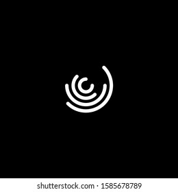 Stylized fingerprint logo vector illustration isolated on black background. Creative cirle logo concept.