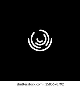 Stylized fingerprint logo vector illustration isolated on black background. Creative cirle logo concept.