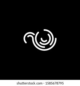 Stylized fingerprint logo vector illustration isolated on black background. Creative cirle logo concept.