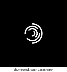 Stylized fingerprint logo vector illustration isolated on black background. Creative cirle logo concept.