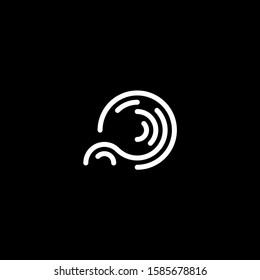 Stylized fingerprint logo vector illustration isolated on black background. Creative cirle logo concept.
