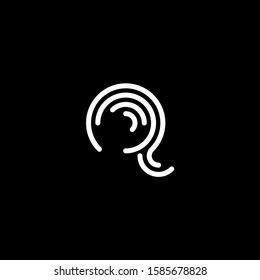 Stylized fingerprint logo vector illustration isolated on black background. Creative cirle logo concept.