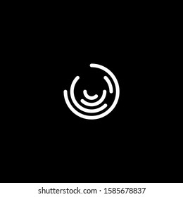 Stylized fingerprint logo vector illustration isolated on black background. Creative cirle logo concept.
