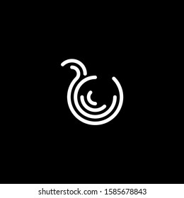 Stylized fingerprint logo vector illustration isolated on black background. Creative cirle logo concept.