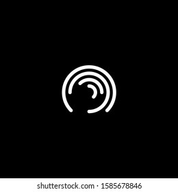 Stylized fingerprint logo vector illustration isolated on black background. Creative cirle logo concept.