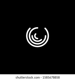 Stylized fingerprint logo vector illustration isolated on black background. Creative cirle logo concept.