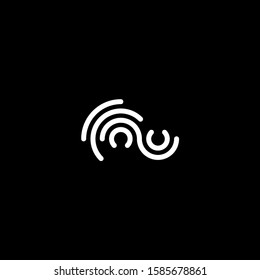 Stylized fingerprint logo vector illustration isolated on black background. Creative cirle logo concept.