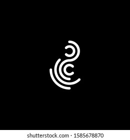 Stylized fingerprint logo vector illustration isolated on black background. Creative cirle logo concept.