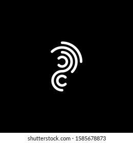 Stylized fingerprint logo vector illustration isolated on black background. Creative cirle logo concept.