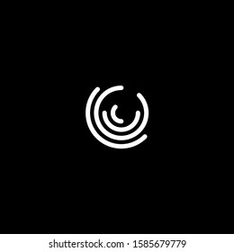 Stylized fingerprint logo vector illustration isolated on black background. Creative cirle logo concept.