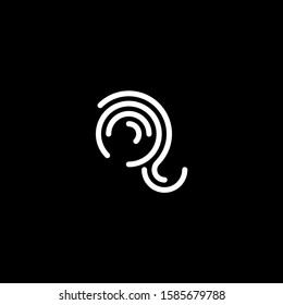 Stylized fingerprint logo vector illustration isolated on black background. Creative cirle logo concept.