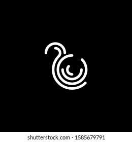 Stylized fingerprint logo vector illustration isolated on black background. Creative cirle logo concept.