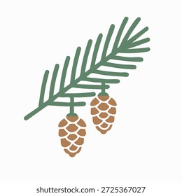 Stylized fir tree emblem icon, flat vector logo style, German Christmas aesthetic, centered composition, white background