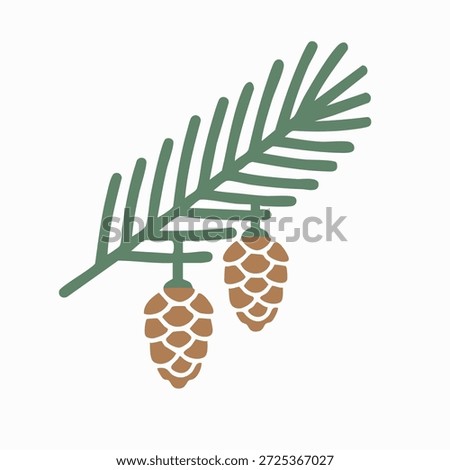 Stylized fir tree emblem icon, flat vector logo style, German Christmas aesthetic, centered composition, white background