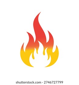 Stylized fire flame or burning bush vector illustration with yellow and orange gradient.