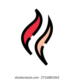 Stylized fire flame icon presenting warmth and power, often used for hot temperatures, danger, energy, or burning processes in digital design, applications, and web interfaces