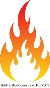 Stilisiertes Feuerflammensymbol mit roten, orangen und gelben Farbverlauf-Farben. Hot-Element-Symbol.