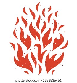 stylized fire flames vector illustration with grunge texture effect