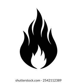 Silueta estilizada del Vector del icono del fuego - símbolo audaz de la llama para la marca, el arte digital, y los gráficos de la seguridad