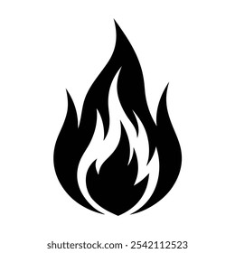 Stylized Fire Icon Vector Silhouette - Bold Flame Symbol for Branding, Digital Art, and Safety Graphics