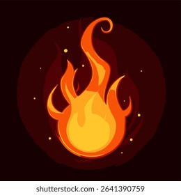 Stylized fire with sparks on dark background