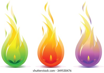 Stylized fire in three colors