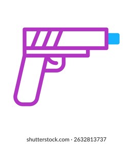 Representación estilizada de armas de fuego con contorno vibrante y acentuación del cañón