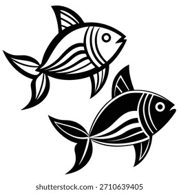 Design de peixe estilizado preto e branco vetor ilustração elemento gráfico
