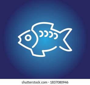 Símbolo del logotipo lineal de dibujo de pescado estilizado
