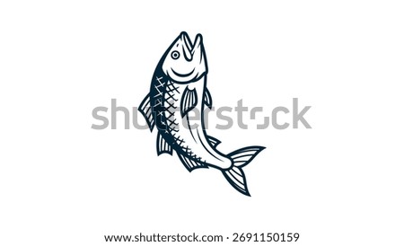 Stylized Fish Jumping Upwards Illustration leaping