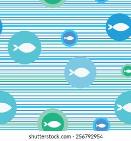 stylized fish on striped background