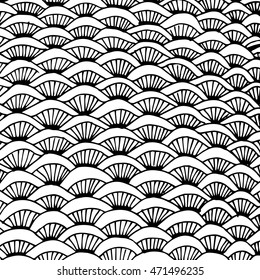 Stylized fish scales. Abstract background. Waves. Marine background. Doodle. Texture.
