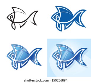 Stylized fish set. Vector illustration.