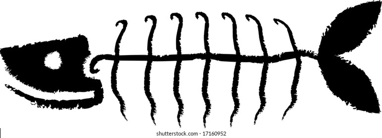 Stylized fish skeleton. Vector