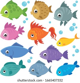 Stylized fishes theme set 2 - eps10 vector illustration.