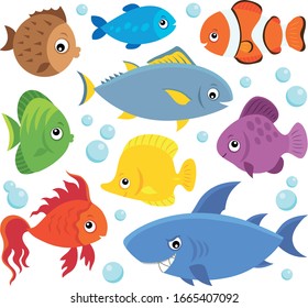 Stylized fishes theme set 4 - eps10 vector illustration.