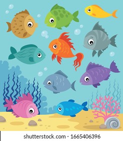 Vector Illustration Sea Animals Cartoon Set Stock Vector (Royalty Free ...