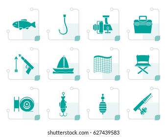 Stylized Fishing and holiday icons - vector icon set