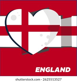 Stylized flag of England with heart – background, banner, template – vector illustration