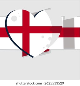 Stylized flag of England with heart – background, banner, template – vector illustration