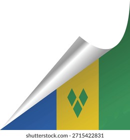 Bandera estilizada de San Vicente y las Granadinas con una esquina rizada.